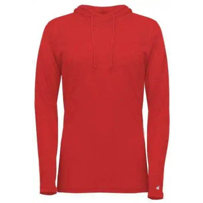 Badger Sport 496500 Tri-Blend Surplice Women’s Hoodie Tee – Red