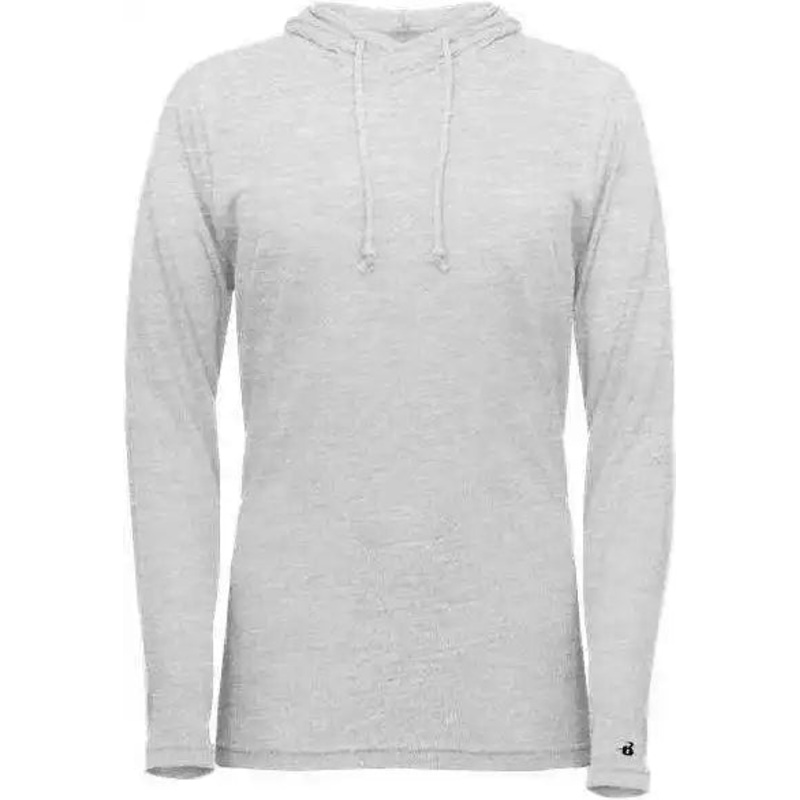 Badger Sport 496500 Tri-Blend Surplice Women’s Hoodie Tee – White