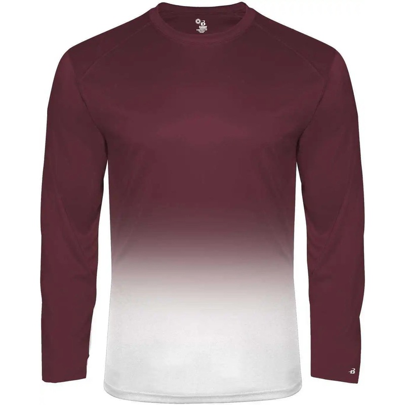 Badger Sport 2204 Ombre Long sleeve Youth Tee – Maroon White