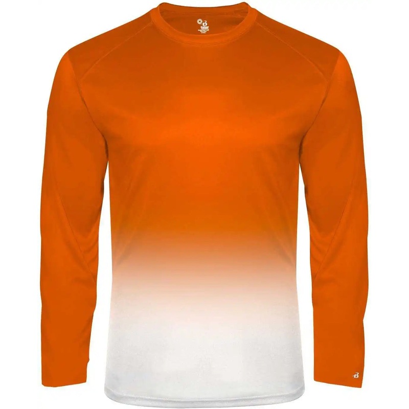 Badger Sport 4204 Ombre Long sleeve Tee – Orange White