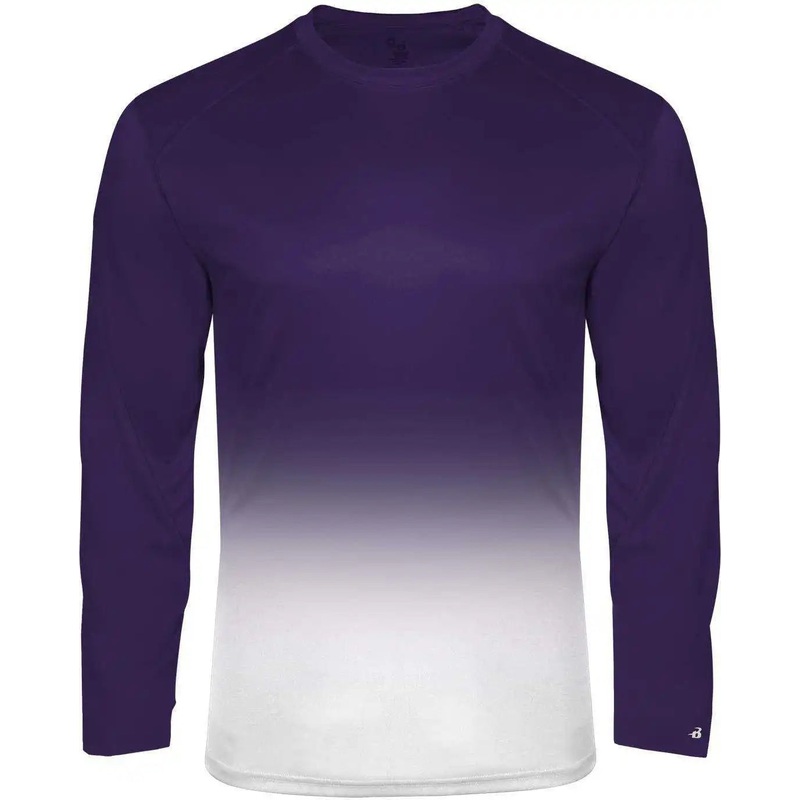Badger Sport 4204 Ombre Long sleeve Tee – Purple White