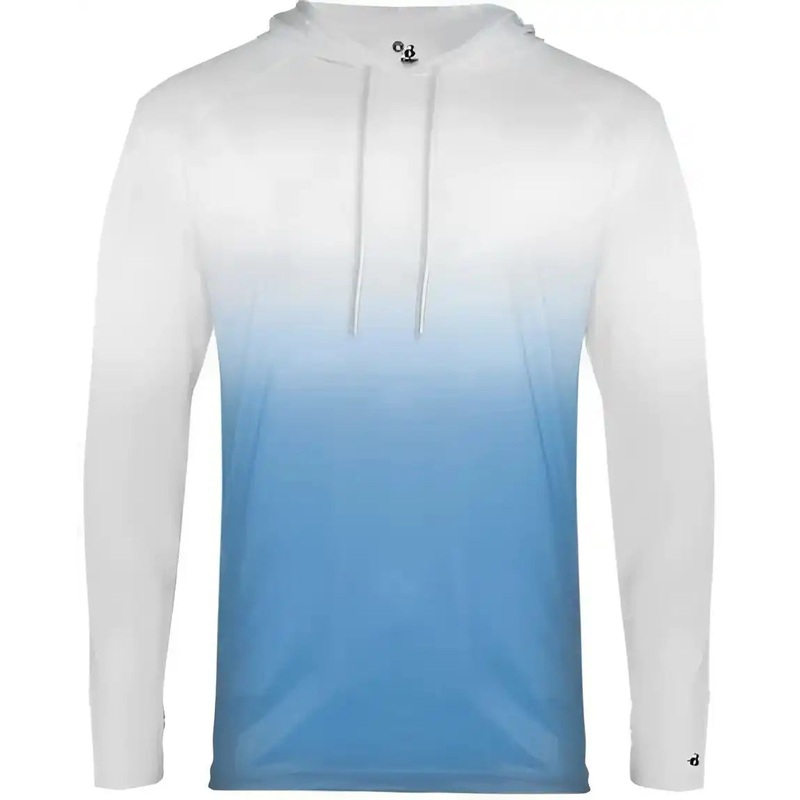 Badger Sport 4205 Ombre Hoodie Tee – Columbia Blue Ombre