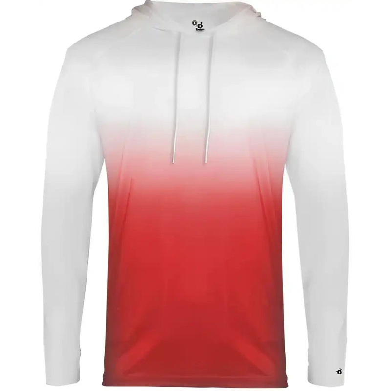 Badger Sport 4205 Ombre Hoodie Tee – Red Ombre