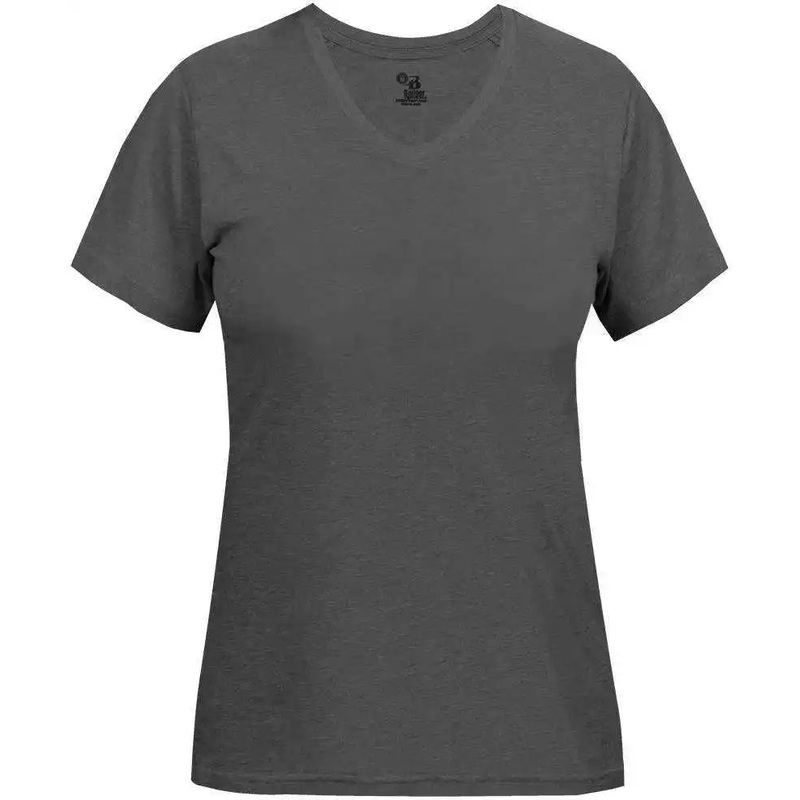 Badger Sport 4962 Tri-Blend Ladies’ V-Neck Tee – Graphite Heather