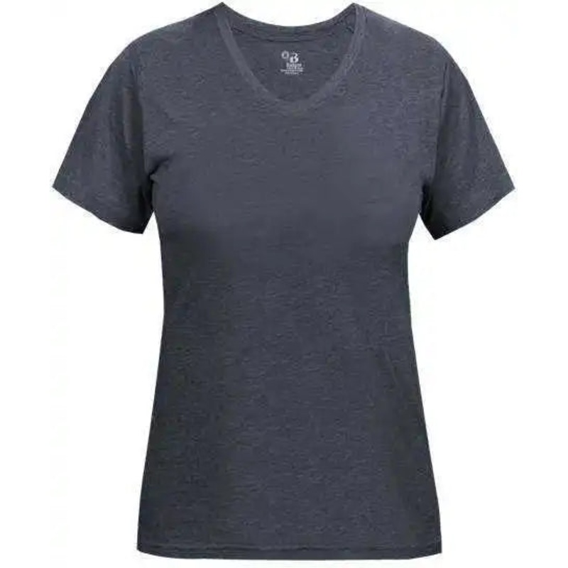 Badger Sport 4962 Tri-Blend Ladies’ V-Neck Tee – Navy Heather