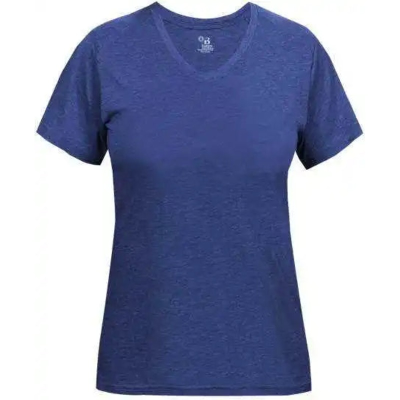 Badger Sport 4962 Tri-Blend Ladies’ V-Neck Tee – Royal Heather