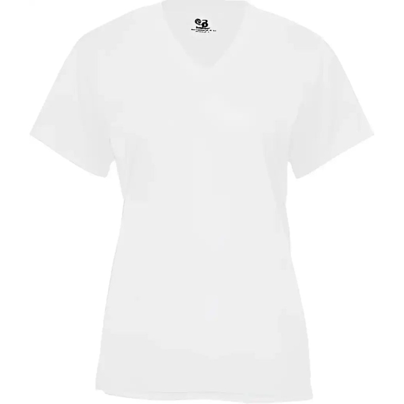 Badger Sport 4962 Tri-Blend Ladies’ V-Neck Tee – White