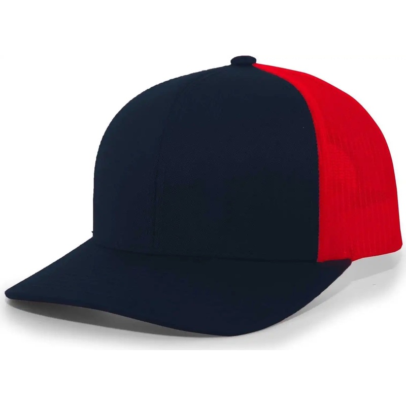 Pacific Headwear 104C Trucker Snapback Cap – Navy Red Navy