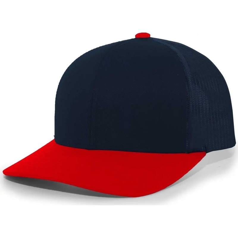 Pacific Headwear 104C Trucker Snapback Cap – Navy Red