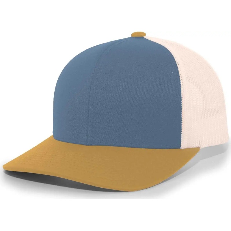 Pacific Headwear 104C Trucker Snapback Cap – Ocean Blue Amber Gold Beige