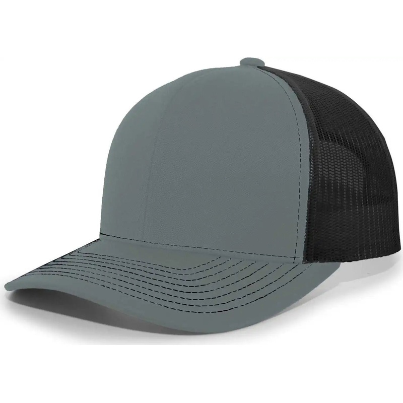 Pacific Headwear 104S Contrast Stitch Snapback Trucker Cap – Graphite Black Graphite