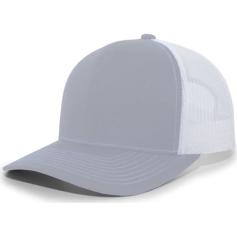 Pacific Headwear 104S Contrast Stitch Snapback Trucker Cap – Heather Grey White Heather Gr
