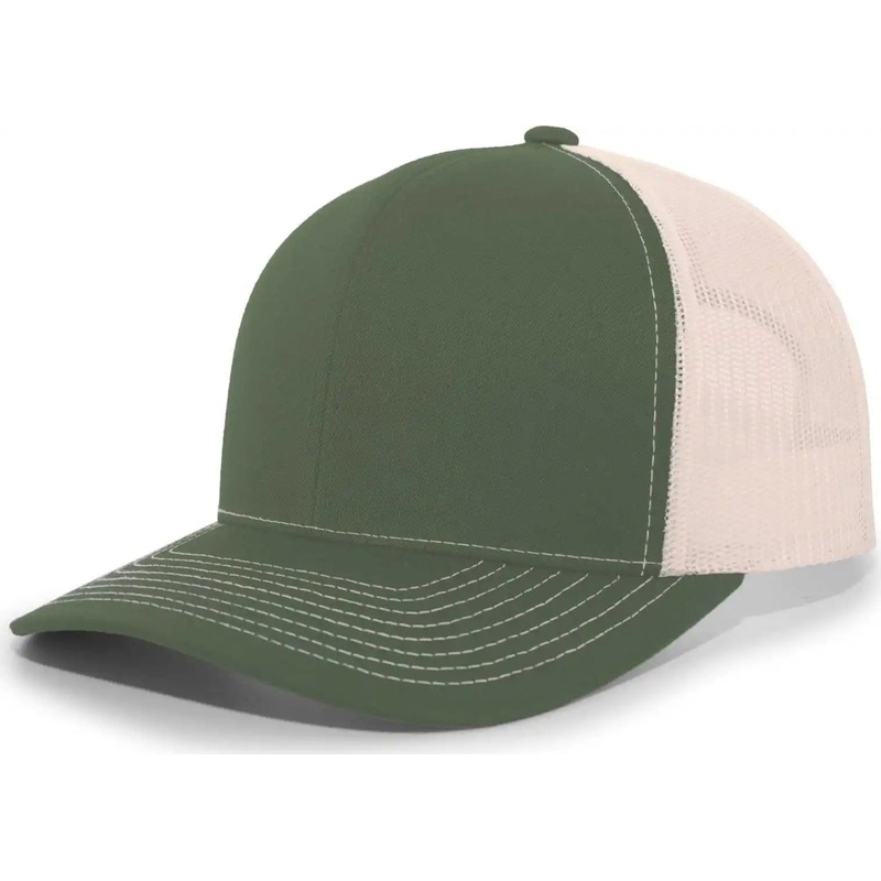 Pacific Headwear 104S Contrast Stitch Snapback Trucker Cap – MossGreen Beige MossGreen