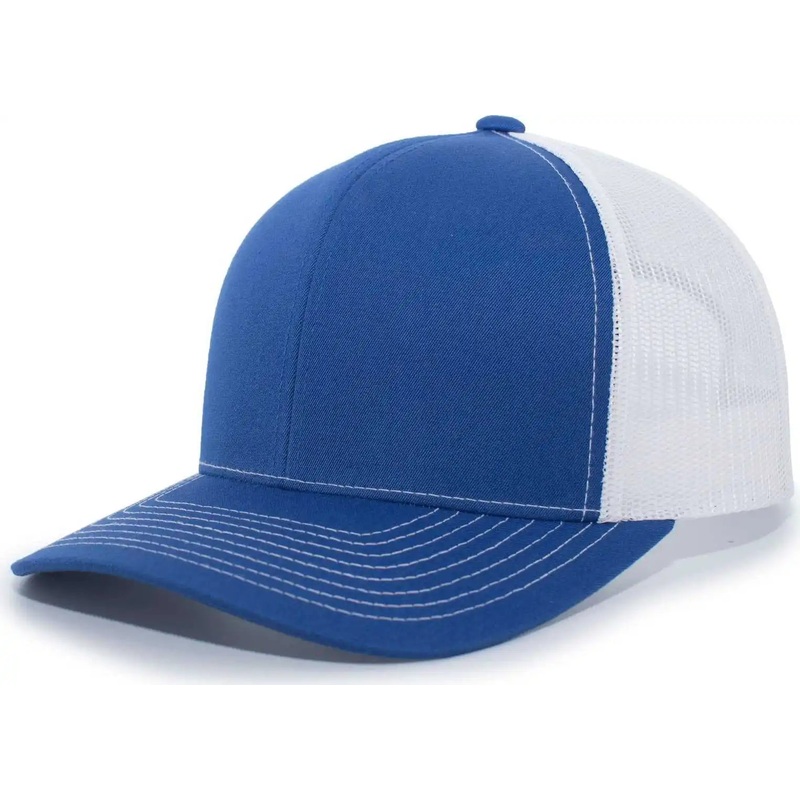 Pacific Headwear 104S Contrast Stitch Snapback Trucker Cap – Royal White Royal