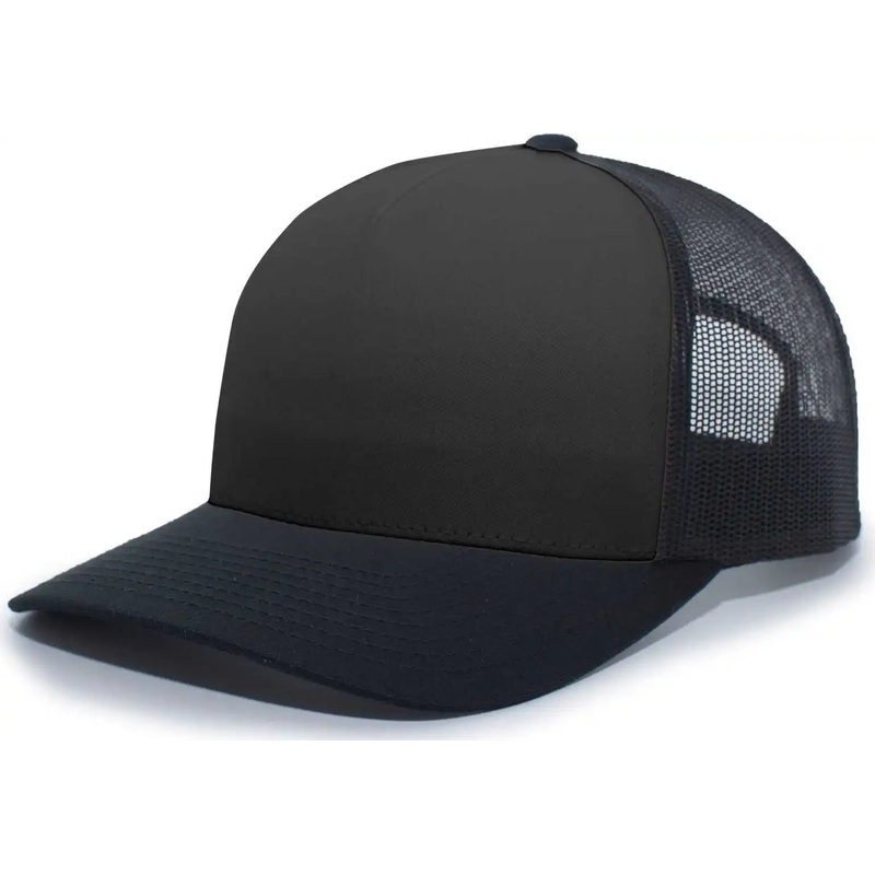 Pacific Headwear 105C 5-Panel Trucker Snapback Cap – Black Black