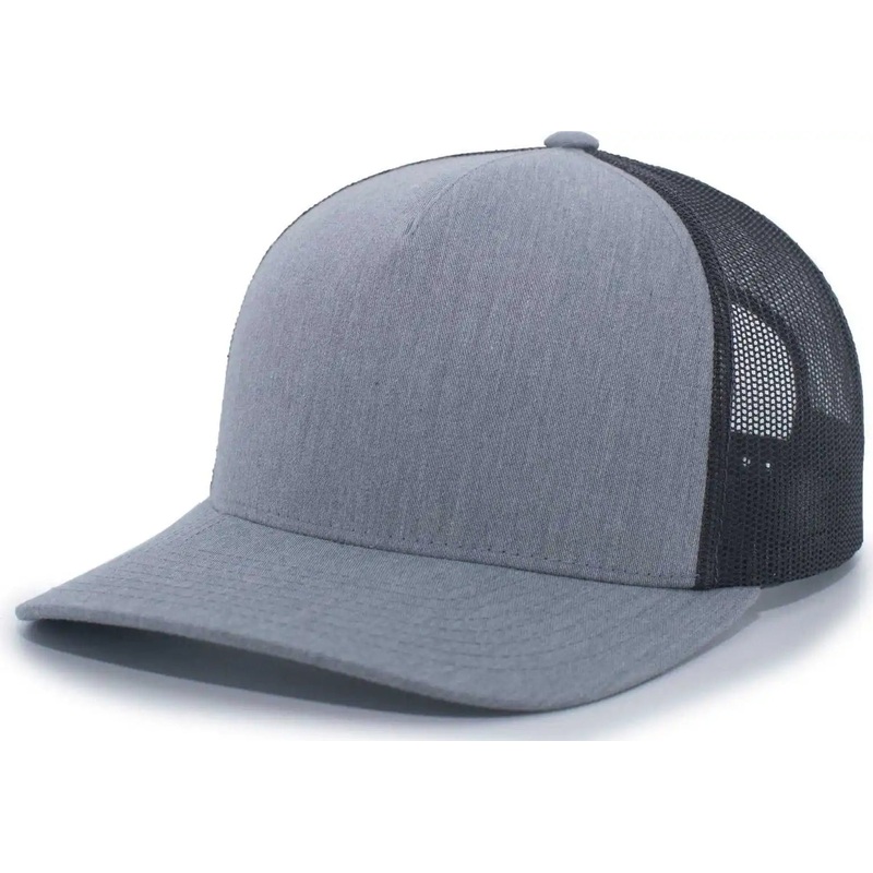 Pacific Headwear 105C 5-Panel Trucker Snapback Cap – Heather Grey Lt Charcoal
