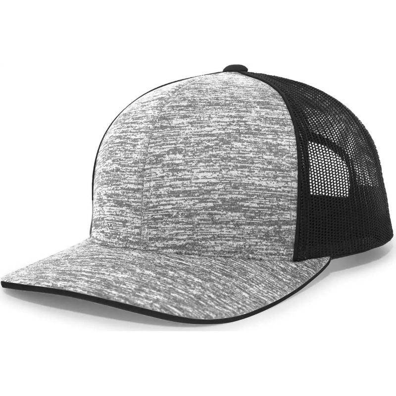 Pacific Headwear 106C Aggressive Heather Trucker Snapback Cap – Black Lite Charcoal