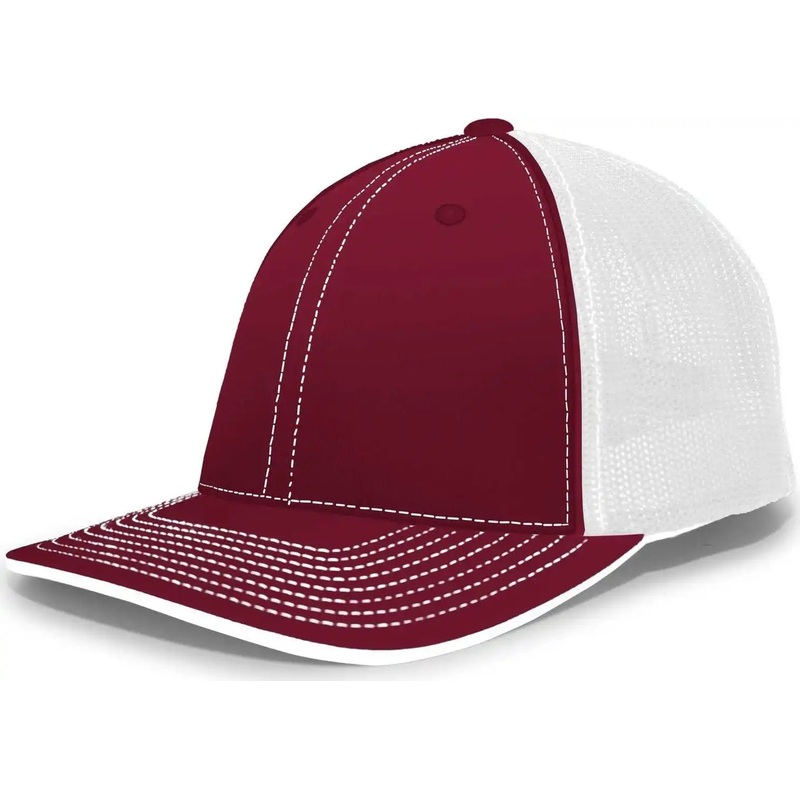 Pacific Headwear 404M Trucker Flexfit Cap – Cardinal White