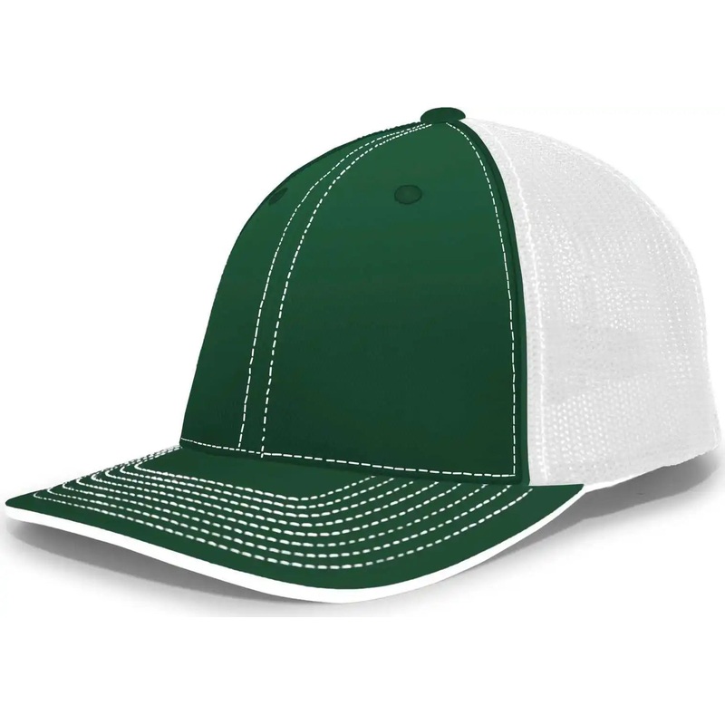 Pacific Headwear 404M Trucker Flexfit Cap – Dark Green White