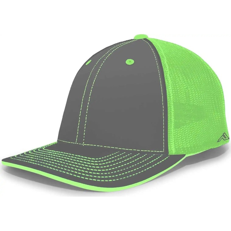 Pacific Headwear 404M Trucker Flexfit Cap – Graphite Neon Green