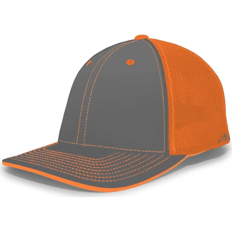 Pacific Headwear 404M Trucker Flexfit Cap – Graphite Neon Orange