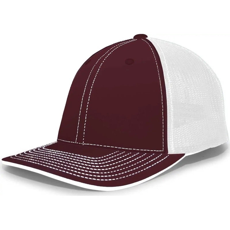 Pacific Headwear 404M Trucker Flexfit Cap – Maroon White