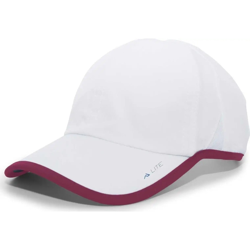 Pacific Headwear 410L Active Cap Hook-and-Loop Cap – White Maroon