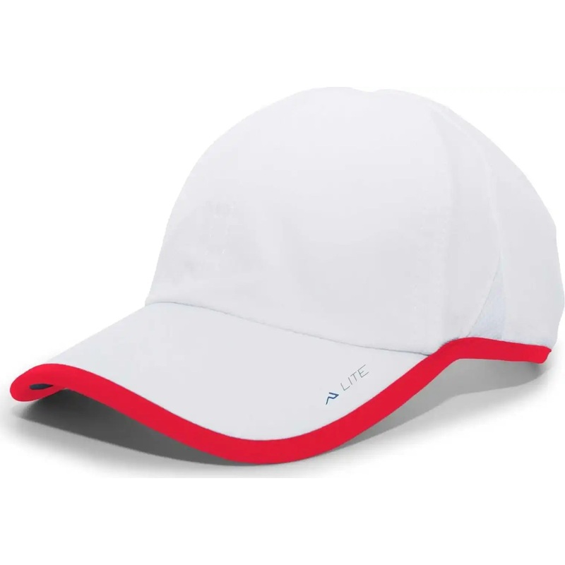 Pacific Headwear 410L Active Cap Hook-and-Loop Cap – White Red