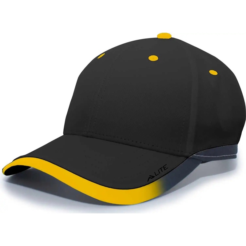 Pacific Headwear 416L Running Cap Hook-and-Loop Cap – Black Gold