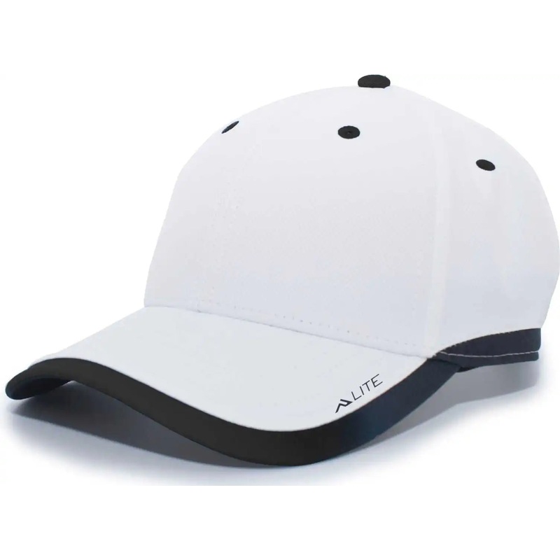 Pacific Headwear 416L Running Cap Hook-and-Loop Cap – White Black