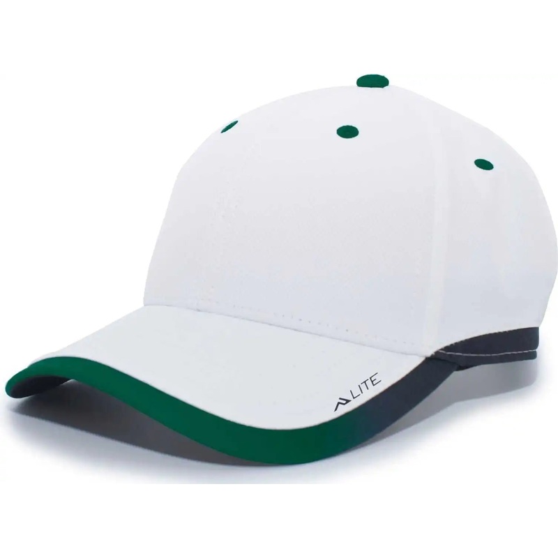 Pacific Headwear 416L Running Cap Hook-and-Loop Cap – White Dark Green