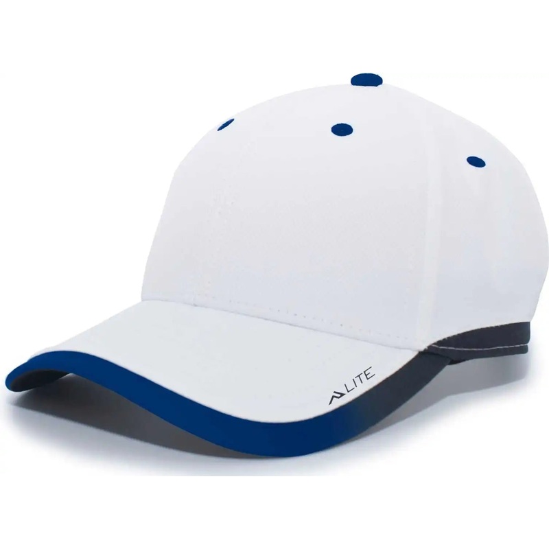 Pacific Headwear 416L Running Cap Hook-and-Loop Cap – White Navy
