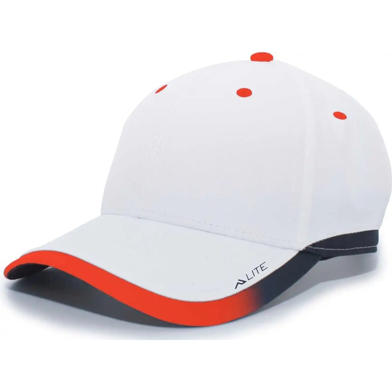 Pacific Headwear 416L Running Cap Hook-and-Loop Cap – White Orange