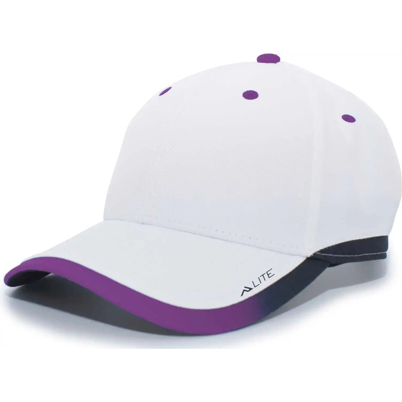 Pacific Headwear 416L Running Cap Hook-and-Loop Cap – White Purple