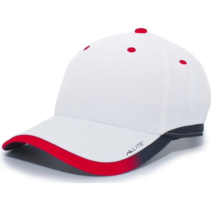 Pacific Headwear 416L Running Cap Hook-and-Loop Cap – White Red