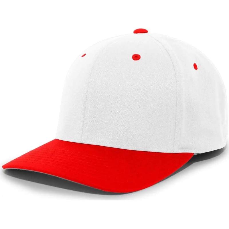 Pacific Headwear 430C Cotton-Poly Flexfit Cap – White Red