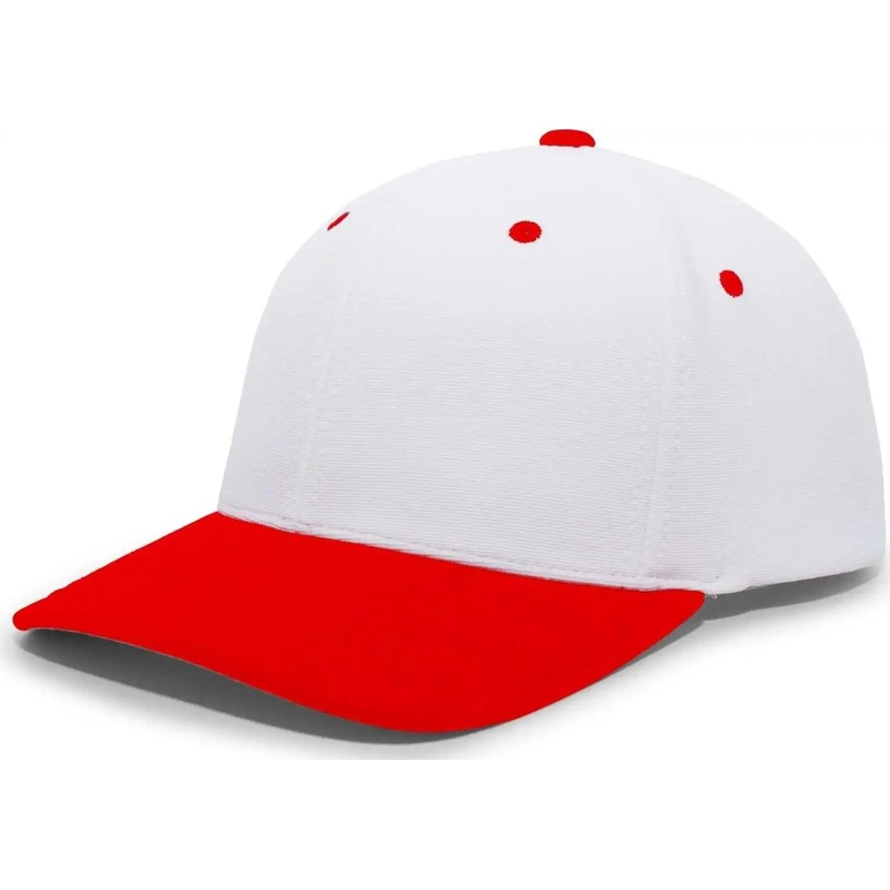 Pacific Headwear 498F M2 Performance Flexfit Cap – White Red