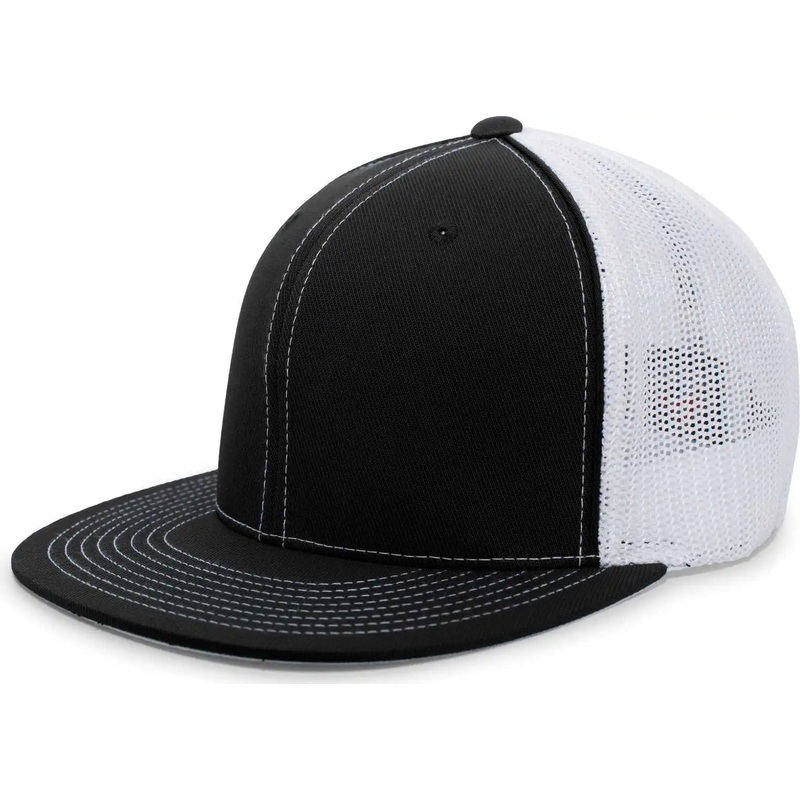 Pacific Headwear 4D5 D-Series Trucker Flexfit Cap – Black White