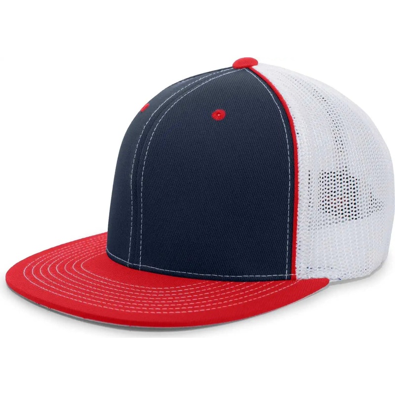 Pacific Headwear 4D5 D-Series Trucker Flexfit Cap – Navy Red