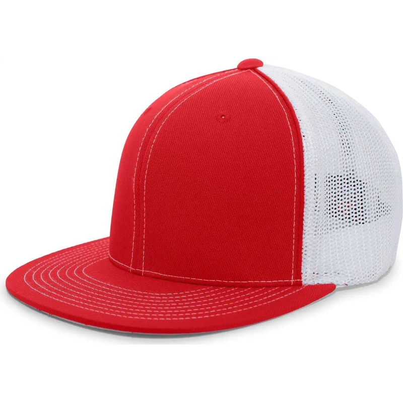 Pacific Headwear 4D5 D-Series Trucker Flexfit Cap – Red White