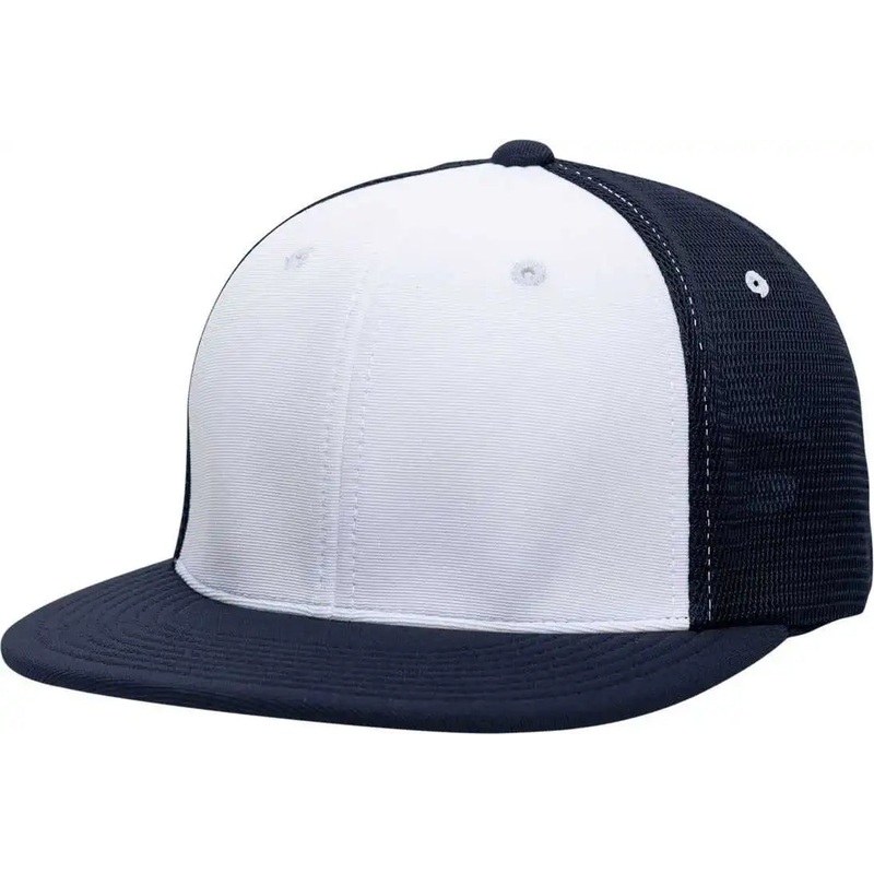 Pacific Headwear ES341 Premium M2 Performance Trucker Flexfit Cap – White Navy