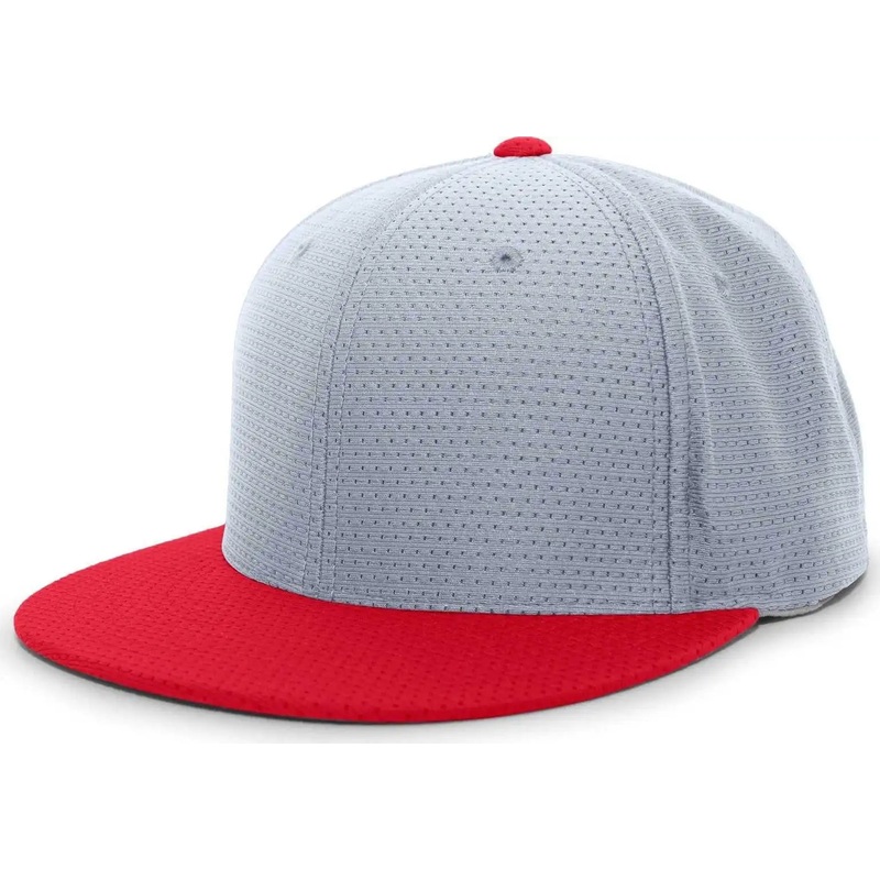 Pacific Headwear ES818 Air Jersey Performance Flexfit Cap – Silver Red