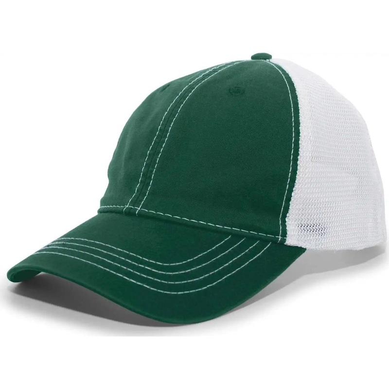 Pacific Headwear V67 Vintage Trucker Mesh Snapback Cap – Dark Green White