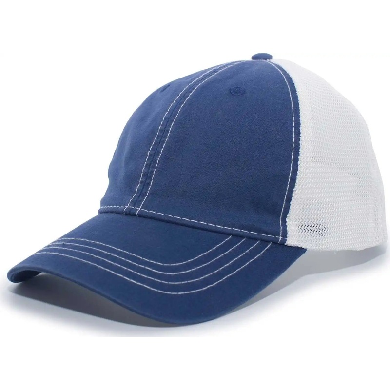 Pacific Headwear V67 Vintage Trucker Mesh Snapback Cap – Royal White
