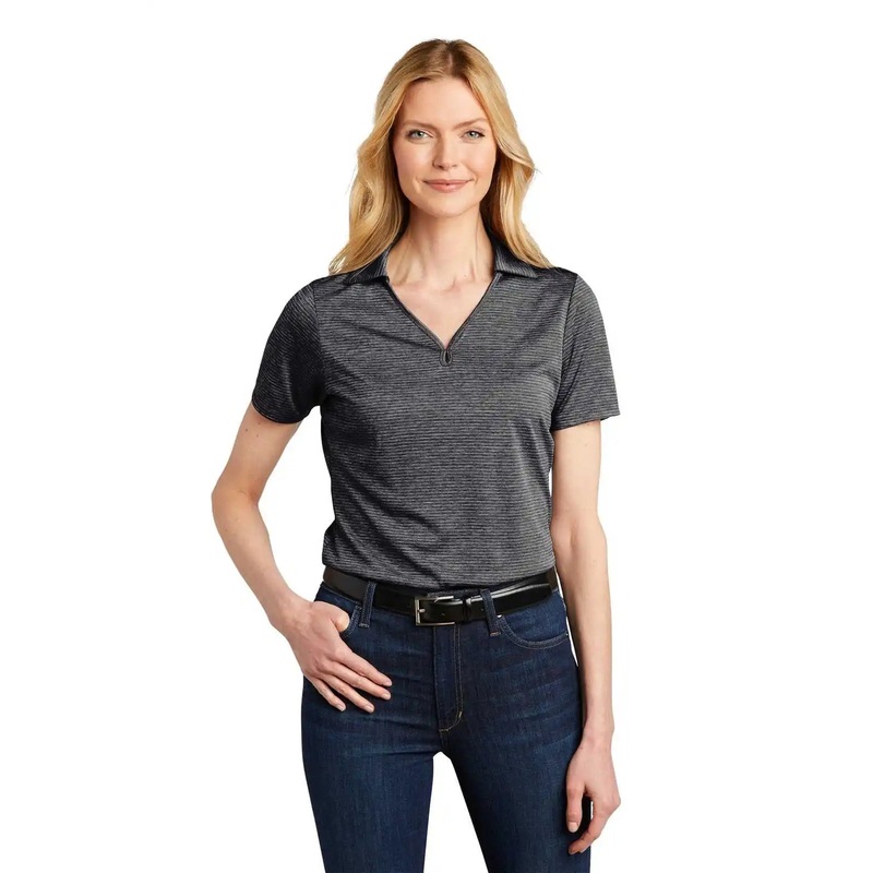 Port Authority LK585 Ladies Shadow Stripe Polo – Deep Black