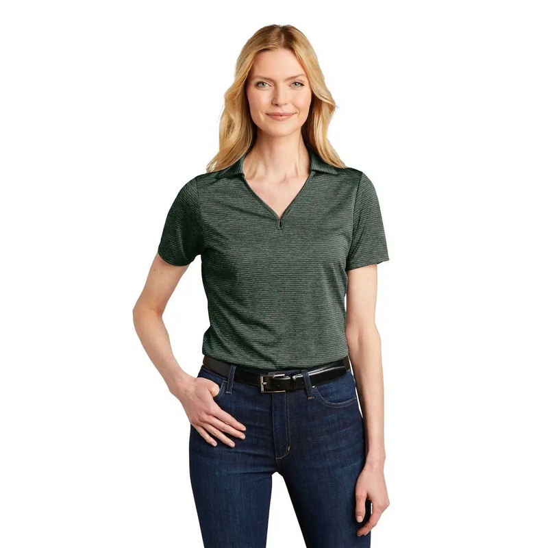 Port Authority LK585 Ladies Shadow Stripe Polo – Deep Forest Green