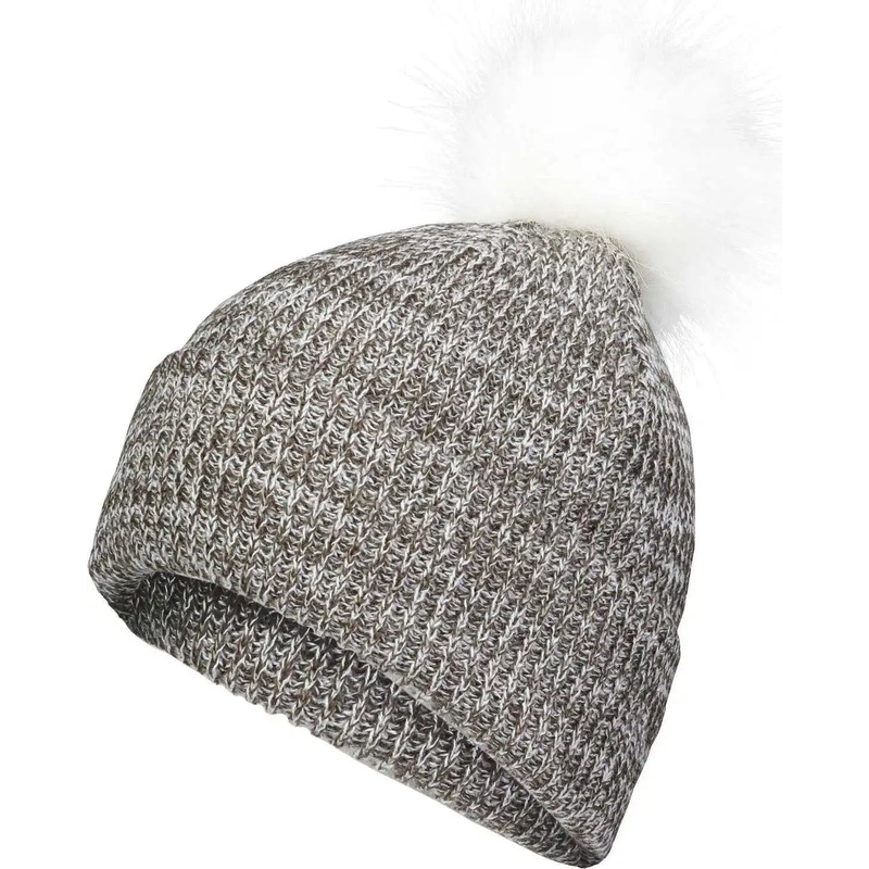 Pacific Headwear P604K Faux Fur Pom Beanie – Brown White