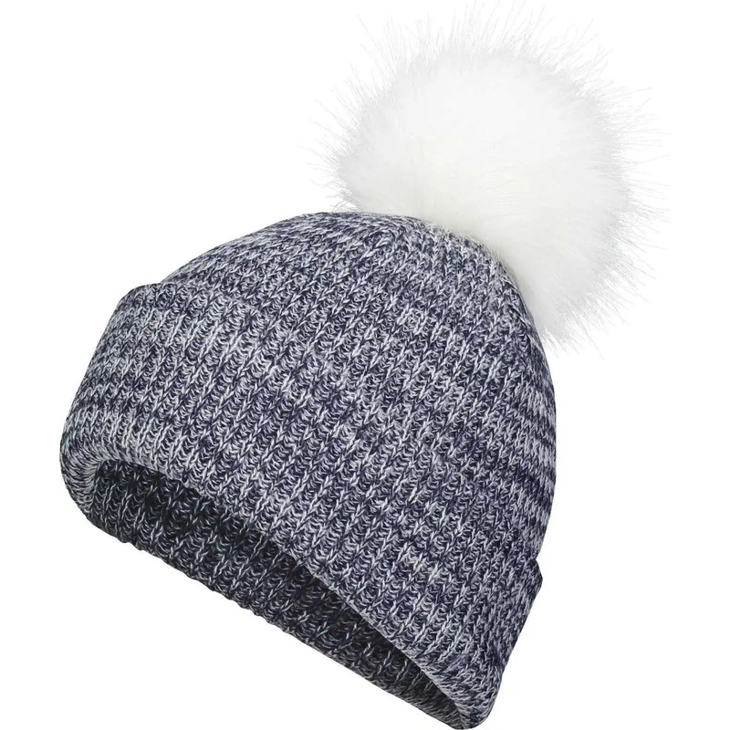 Pacific Headwear P604K Faux Fur Pom Beanie – Navy White