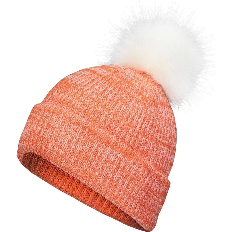 Pacific Headwear P604K Faux Fur Pom Beanie – Orange White