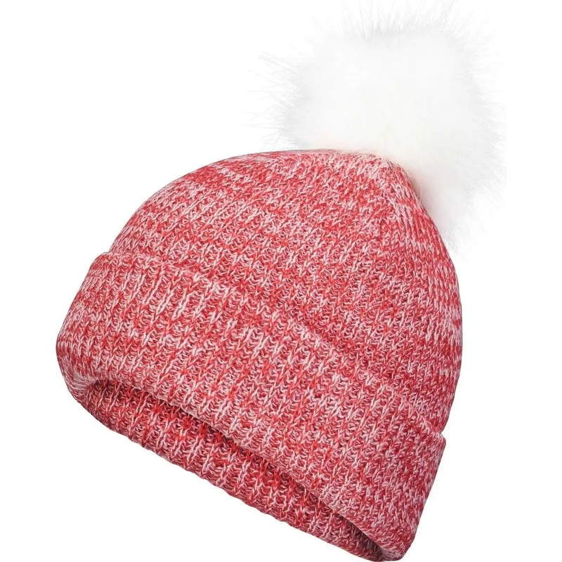 Pacific Headwear P604K Faux Fur Pom Beanie – Red White